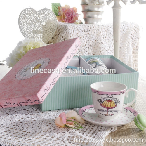 250CC Elegant New Bone China Coffee Ceramic Cups of Sweet Cake